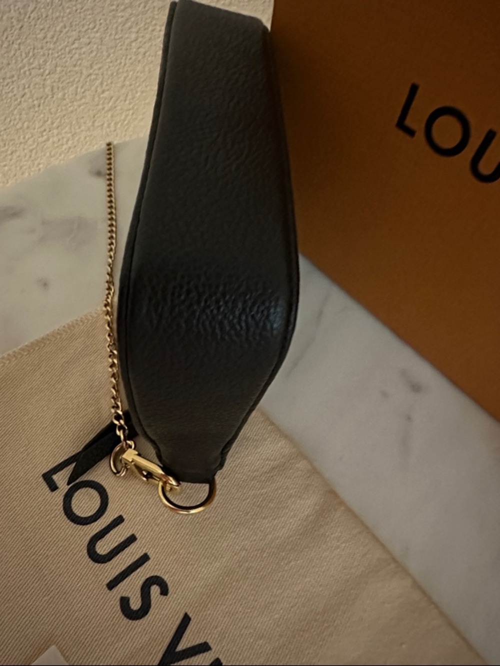 Louis Vuitton Black with Cream Monogram Mini Pochette Wristlet - Picture 8 of 10